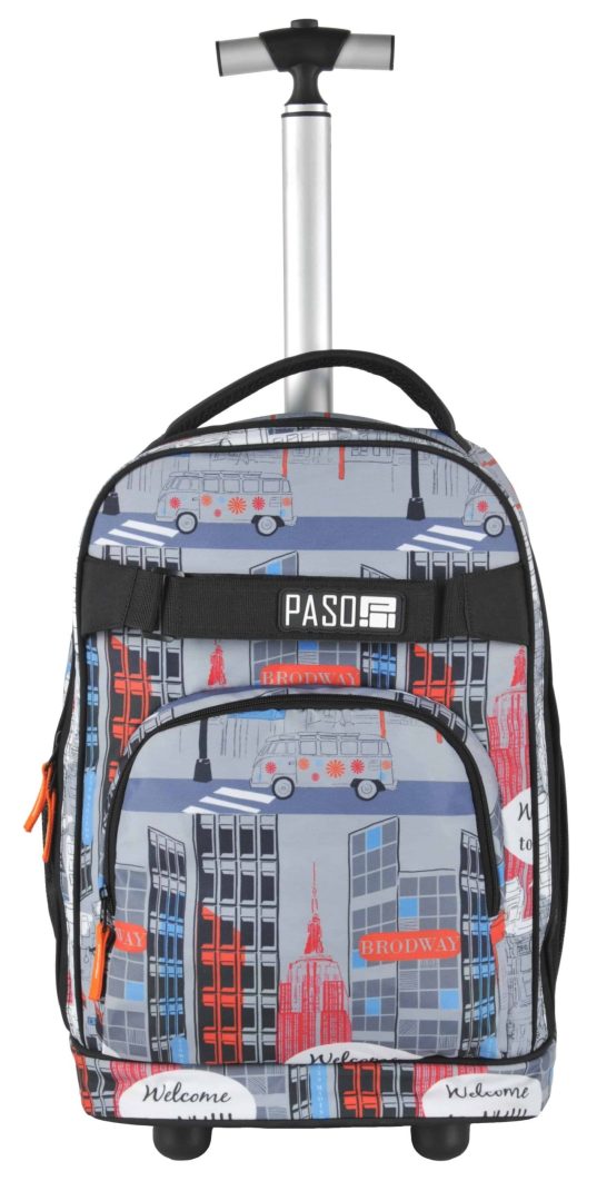 Trolley skoletaske lys med bymotiv - Billede 2