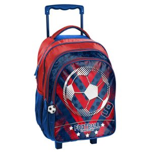 Skoletaske på hjul fodboldmotiv