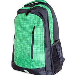 Skoletaske med grønt mønster