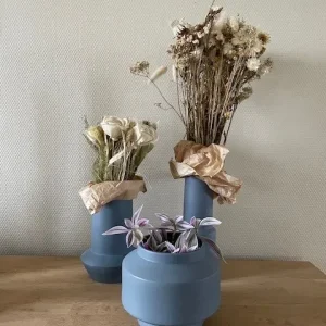 Hübsch - Vase sæt m. 3, keramik, blå